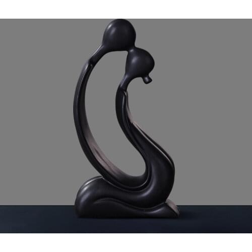 Beautiful abstract kissing couple ceramic decorative sculpture Creative character art craft furnishing