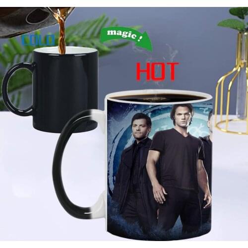 350ml Supernatural Ceramic Color Changing Cup, Office Breakfast Coffee Milk Tea Cup Thermal Reaction Magic Fun Mug Gift