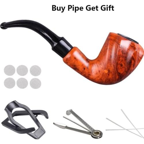 Red Resin Bakelite Smoking Pipe W/ Gift Set Holder Retro Tobacco Pipe Smoking Pipe Friend Family Gift Men