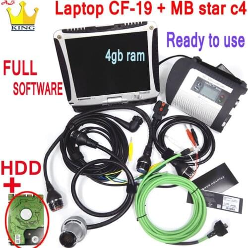 Mb Star C4 Car diagnostics auto SD Connect C4 WIFI Software Multiplexer with laptop CF-19 toughbook PC Car Diagnostic Scan Tool