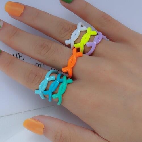 Fashion INS Entangled Ring Candy Color Copper Drop Oil Texture Rings Retro Irregular Geometric Open Ring for Women Party Jewelry