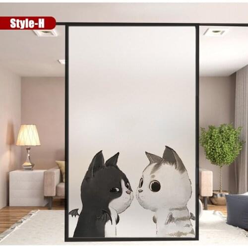 Cartoon Sticker Frosted Window Film No Glue Privacy Window Sticker Vinyl Opaque Home Decoration Children Room Decoration Glass F