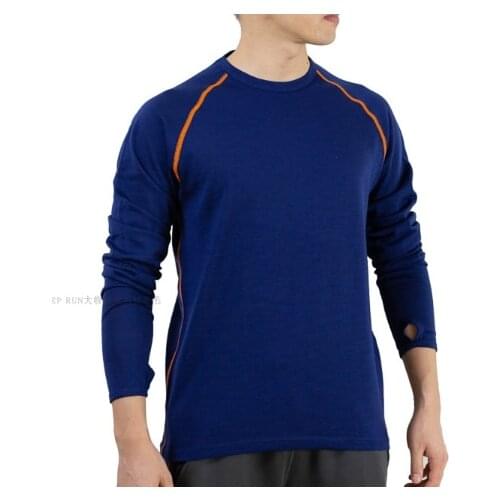 With Thumb Hole, Mens 100% Australia Merino Wool Top Sports Style, Outdoor Merino Wool Jersey, Mens Merino Wool Sweater 210GSM
