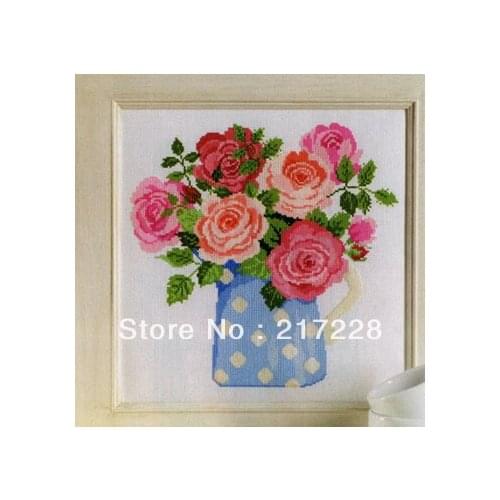 14CT Cross Stitches Kit Flower Colorful Rose 38*37cm FREE shipping CS-012FL-A