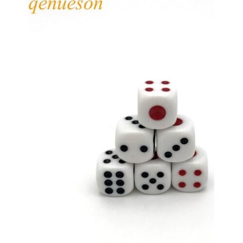 New 20Pcs/Lot High-quality 16mm Drinking Dice Red and Black Dots Rounded Corner White Dice entertainment game Dedicated qenueson
