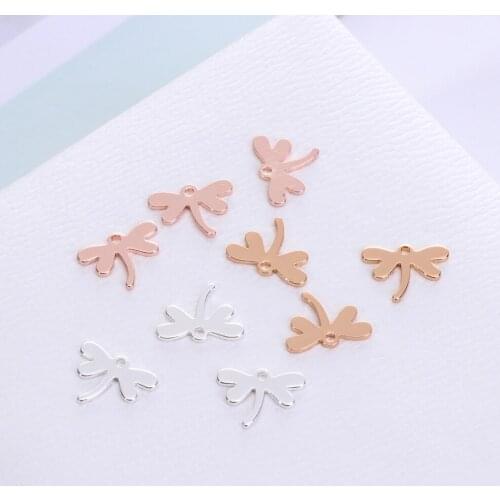 Delicate Dragonfly Pendant Copper Silver Rose Gold Plating Charms Handmade Women Bracelets Necklace Jewelry Making Accessories
