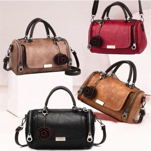 2020 New flowers Pendant Handbag Womens fashion Boston bags single shoulder bag ladies crossbody bag PU messenger bag