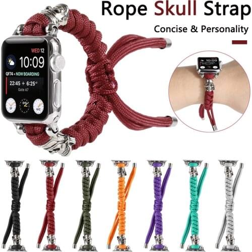 Suitable for Apple Watch 6 SE 5 4 3 2 series strap 44mm 40mm 42mm 38mm skull braided cord nylon personalized apple bracelet