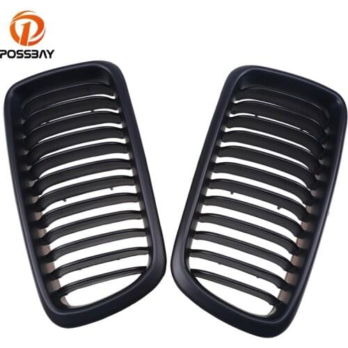 POSSBAY Car Front Center Kidney Hoods Grille Grills for BMW 7-Series E38 725tds/728i/735iL/740i Sedan 1994-2001 Matte Black