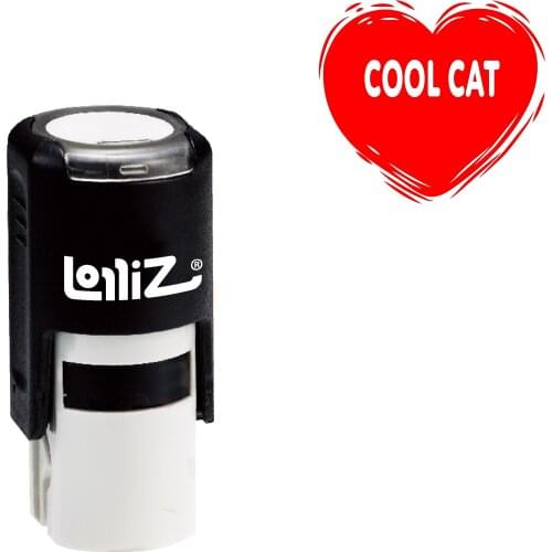 LolliZ COOL CAT Self-Inking Rubber Stamp - Inky Conversation Heart Series