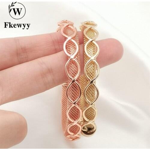 Fkewy Luxury Bracelets Gold Plated Jewelry Weave Punk Accessories Women Cuffs And Bracelets Charm Designer Jewelry Fashion Ladie