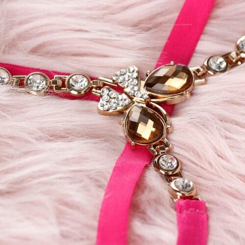 Rose Red G-String WIth Butterfly Jewel Decorated Sexy Transparent T-back Panties Sexy Wear Babydoll Exotic Lingerie For Adult