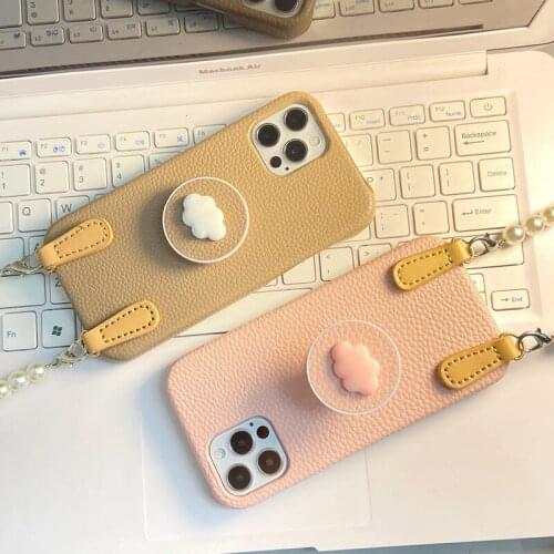 Pink Cloud Leather Phone Case for Iphone 11 Pro Max Apple Iphone 12 Pro for Women with Cute Phone Holder for Iphone 12Mini Etui
