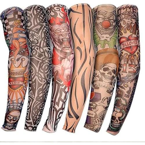 6PCS Outdoor Cycling Sleeves Tattoo Printed Armwarmer UV Protection MTB Bike Bicycle Sleeves Arm Protection Ridding Sleeves