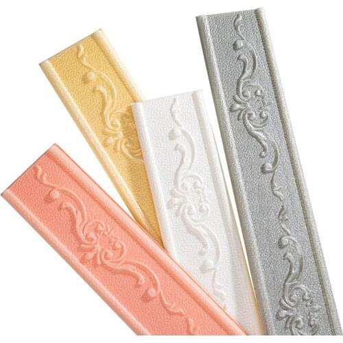 3D Embossed Self-adhesive Foam Baseboard Wall Edge Strip Sticker Waistline Floor Corner Line Skirting Sticker Waterproof Sticker