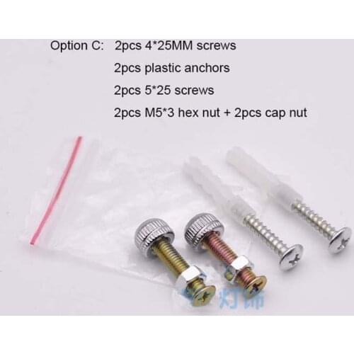 Self-Tapping Screws Plastic Anchors Hex Nut Cap Nut Wall/Pendant/Ceiling Lamp Mounting Bracket Installation Lighting Accessories