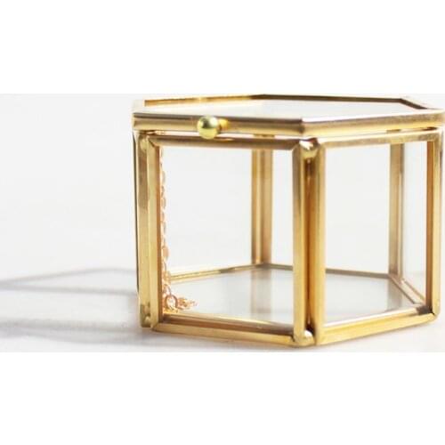 Geometrical Clear Glass Jewelry Box Jewelry Organize Holder Tabletop Succulent Plants Container Home Jewelry Storage Jewelry box