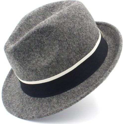 100% Wool Women Men Fedora Hat For Elegant Lady Gentleman Trilby Felt Homburg Church British Derby Caps Size 56-58CM
