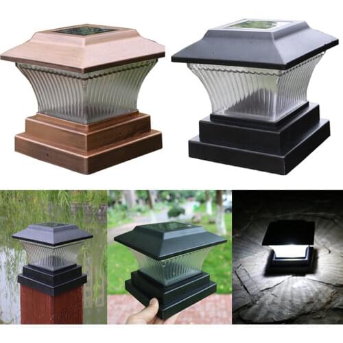Solar Power LED Pillar Lamp Outdoor Garden Fence Lamp Yard Post Cap Lights Waterproof Solar Street Wall Light