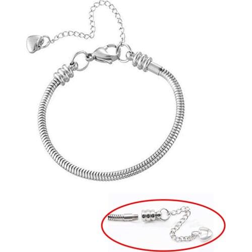 Unisex Stainless Steel Snake Chain Jewelry Women Girls Fit European Original Charm Bracelet DIY Bead Charms Jewelry Makings