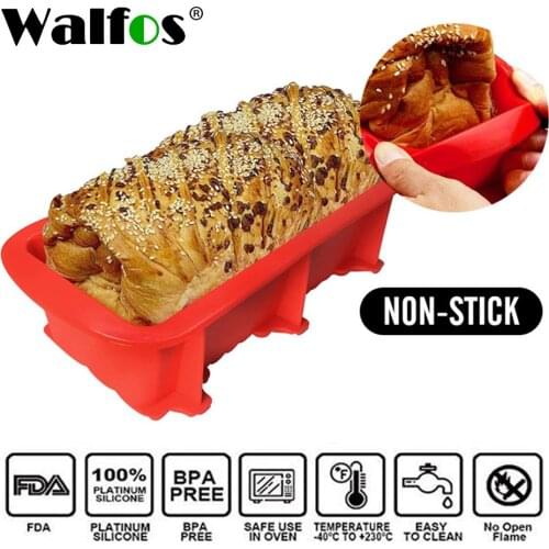 Walfos FOOD GRADE Non Stick Cake Bread Mold Bakeware Large Toast French Bread Pan-Soap Loaf Pan Mold-Baking Silicone Cake Pan