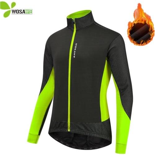WOSAWE Winter Mens Windproof Cycling Jackets Bicycle Sports Thermal Warm Fleece MTB Bike Top Jersey Windbreaker Coat Jackets
