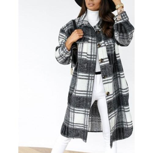 Womens Casual Warm Lightweight Button Down Plaid Long Sleeve Jacket Coat Regular Fit for Home and Every Day Wear H9