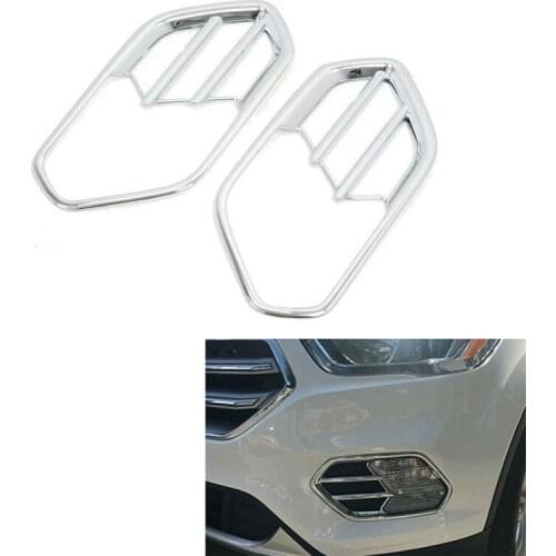 1 Pair ABS Chrome Car Front Fog Light Cover Chrome Lamp Cover Silver Lights for Ford Escape / Kuga 2017 2018