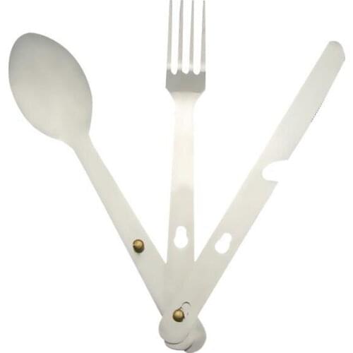 1Pcs Knife Fork Spoon Combination Set Portable Stainless Steel Camping Cutlery Set Outdoor Multifunctional Combination Tool