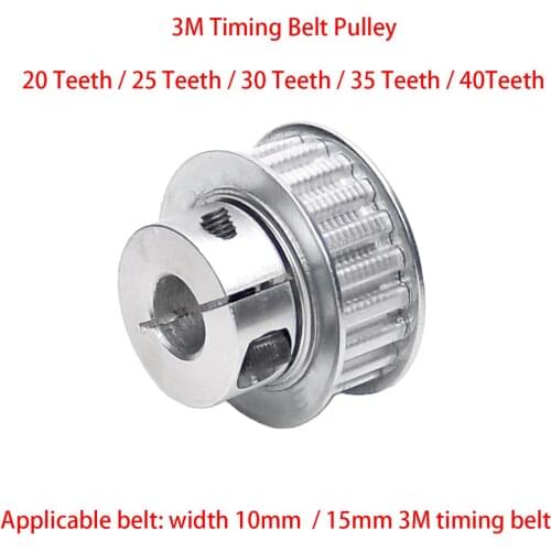 1Pcs Clamping Type 20-40 Teeth 3M Timing Belt Pulley Slot Width 11mm/16mm Bore 5mm-15mm For 10mm/15mm Belt CNC/Step Motor