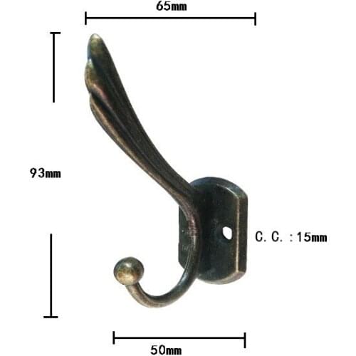 10PCS Hooks Furniture Holder Antique Bronze Zinc Alloy