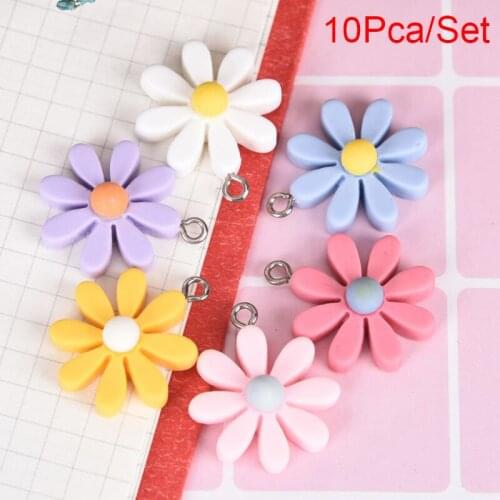 10Pcs Kawaii Resin Little Daisy Sun Flower Charms Pendants For DIY Decoration Earrings Key Chains Fashion Jewelry Accessories