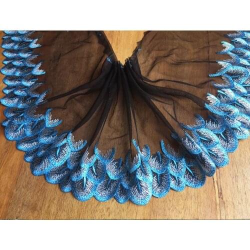 2 Meters Blue Wedding Dresses Lace Applique Head Ornaments Embroidery Lace Trims DIY Clothing Sewing Patchwork Accessories