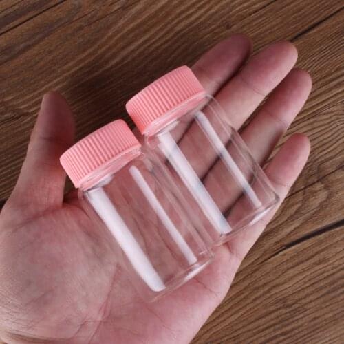 3Pcs 50ml 37*70Mm Candy Bottles Glass Bottles with Pink Plastic Lids Glass Vessels Pill Container Glass vessels DIY Craft