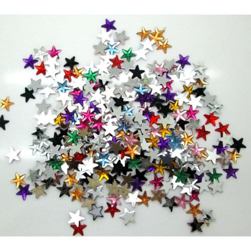 500Pcs 10mm Mixed Stars Acrylic Beads Craft Cabochon Scrapbook Decoration Flatback Nail Art Garment Beads DIY