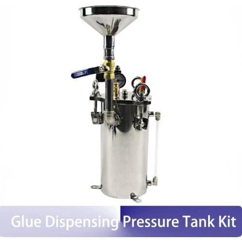 5L stainless steel liquid glue valve dispensing pressure tank funnel glue storage level display barrels