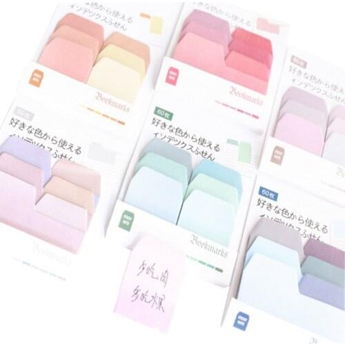 60sheets/lot Colorful Gradient Japanese Sticky Note Memo Pad Office Planner Sticker Paper School Office Supplies