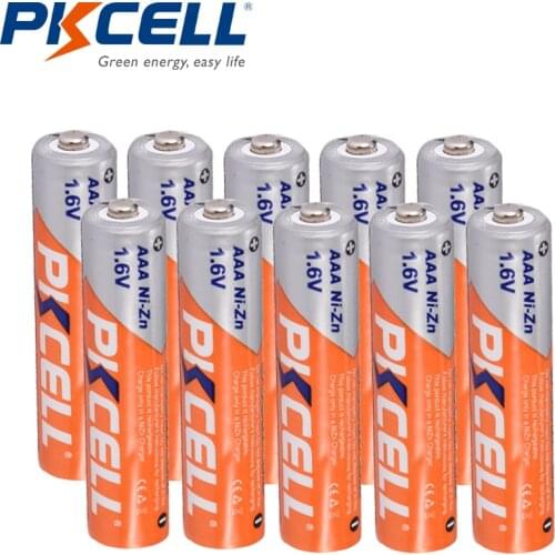 10Pcs PKCELL 1.6V 900mWh Nickel-Zinc Ni-Zn AAA Rechargeable Battery NIZN Rechargeable Batteria For digital camera,Flashlight,Toy