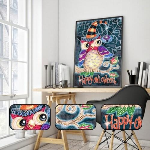 DIY 5D Special Shaped Diamond Painting Happy Halloween Round Drill Bit Kit Rhinestone Picture Art Crafts Home Wall Decoration