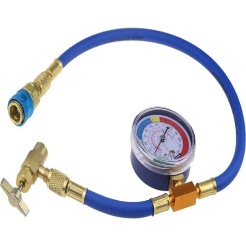 Car AC Air Conditioning R134A Refrigerant Recharge Hose w/ Pressure Gauge Measuring Kit Copper Auto Car Accessories