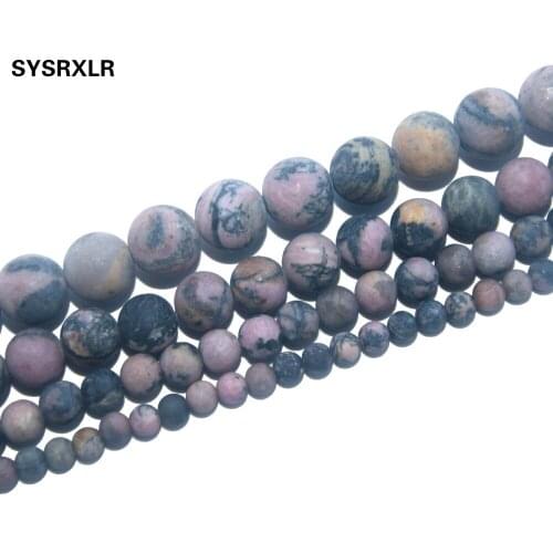 Free Shipping Dull Polish Natural Stone Black Lace Rhodochrosite Beads For Jewelry Making DIY Bracelet Necklace 4/6/8/10 MM