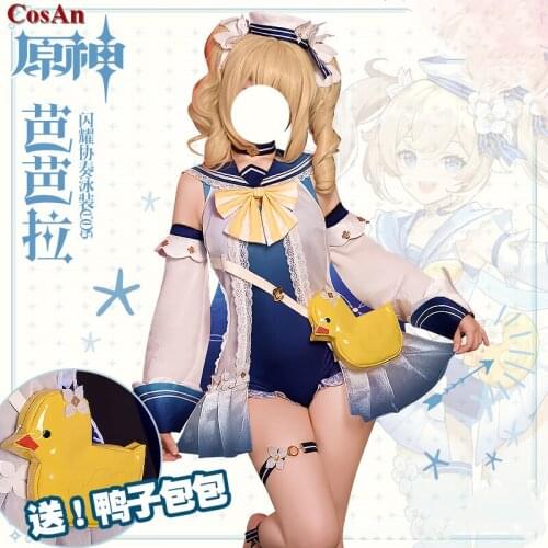 Game Genshin Impact Barbara Cosplay Costume Cute Swimsuit Bikini Full Set Female Activity Party Role Play Clothing S-L New