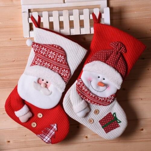 Santa Claus Christmas Stockings Gift Holders New Year Christmas Gift Bags For Kid Boots christmas decorations for home