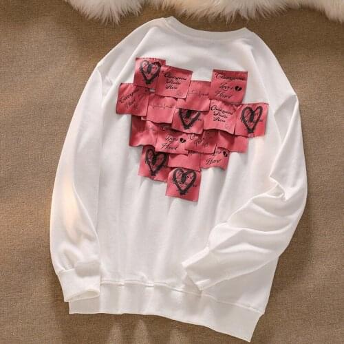 Fashion Tide Ins O Neck Long Sleeve Couple Hoodies Fall 2021 Loose Casual Sweatshirts Chic Love Heart Patchwork Design Hoodie