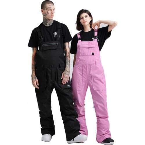 -50 Mens & Womens Snow Suit Wear Pants 10k Waterproof Ski Strap Rompers Snowboard Clothing Belt Trousers Outdoor Winter Bibs