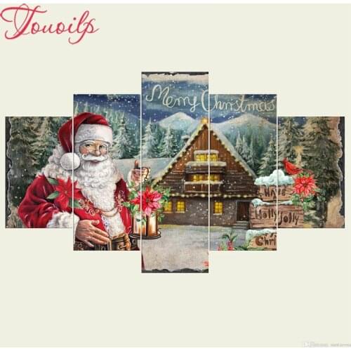TOUOILP diy 5pcs Santa Claus house 5d diamond painting crystal diamond embroidery spuare&round crystal painting cross stitchsets