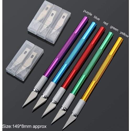 Non-Slip Metal Scalpel Knife Tools Kit Cutter Engraving Craft knives + 5pcs Blades Mobile Phone PCB DIY Repair Hand Tools
