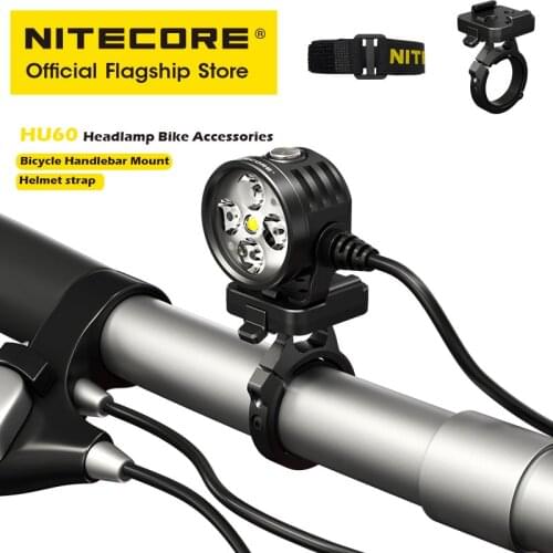 NITECORE HU60 Bike Headlamp Handle Bar Mount for 31mm-35mm Handlebar, Headlight Helmet Starp, Headlights Set with Remote Control
