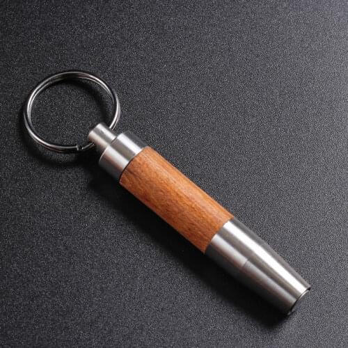 New 1pcs Stainless Steel & Wood Cigar Punch key Ring Keychain Portable Cigar Cutter Travel