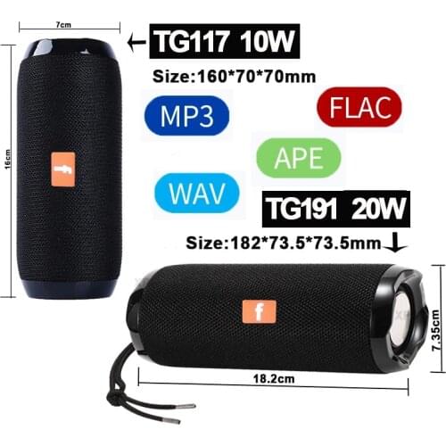 Bluetooth Speaker Portable Stereo from, Wireless and Waterproof bass Column for outdoor use, with subwoofer, compatible AUX, TF